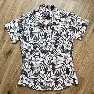 DIXXON Flannel Co Aloha Series Party SS Sleeve Button Down Floral Womens Medium